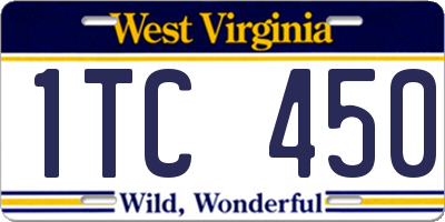 WV license plate 1TC450
