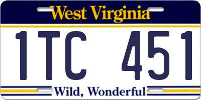 WV license plate 1TC451