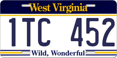 WV license plate 1TC452