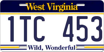 WV license plate 1TC453