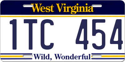 WV license plate 1TC454