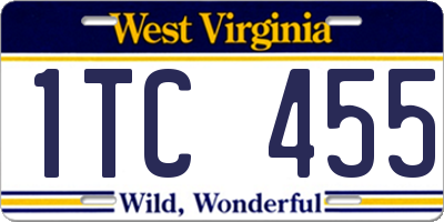 WV license plate 1TC455