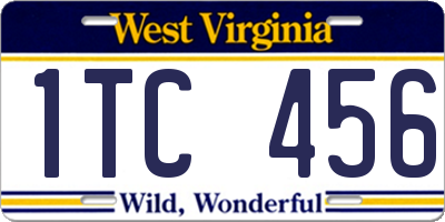 WV license plate 1TC456