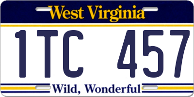 WV license plate 1TC457