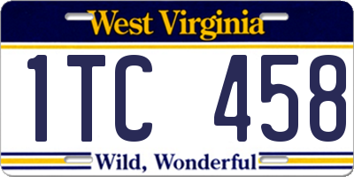 WV license plate 1TC458