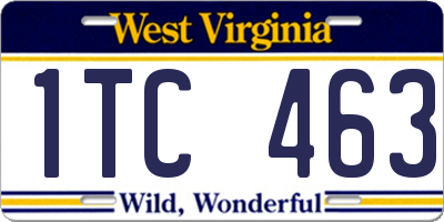 WV license plate 1TC463