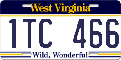 WV license plate 1TC466