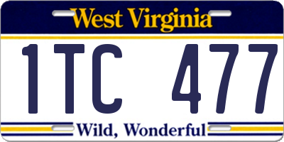 WV license plate 1TC477