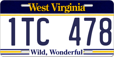 WV license plate 1TC478
