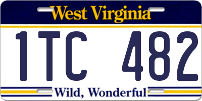 WV license plate 1TC482