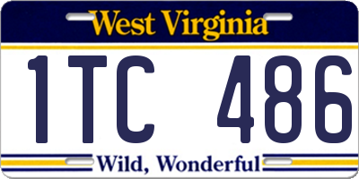 WV license plate 1TC486