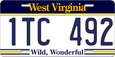 WV license plate 1TC492