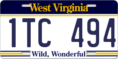 WV license plate 1TC494