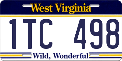 WV license plate 1TC498