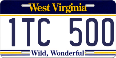 WV license plate 1TC500