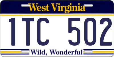 WV license plate 1TC502