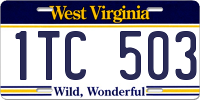 WV license plate 1TC503