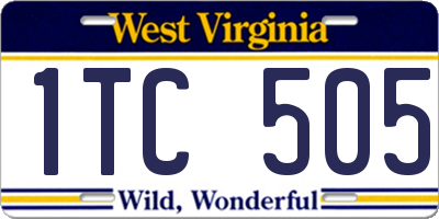 WV license plate 1TC505