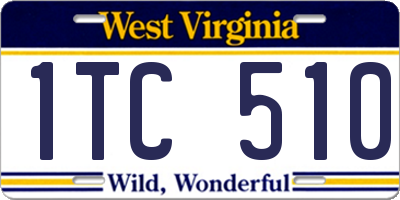 WV license plate 1TC510