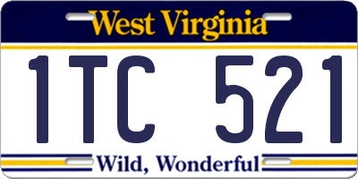 WV license plate 1TC521
