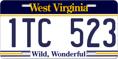 WV license plate 1TC523