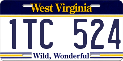 WV license plate 1TC524