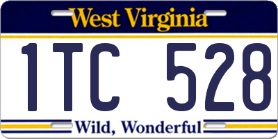 WV license plate 1TC528