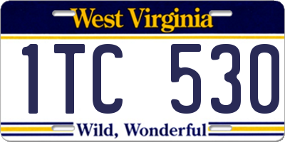 WV license plate 1TC530