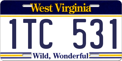 WV license plate 1TC531