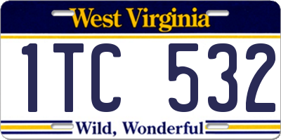 WV license plate 1TC532