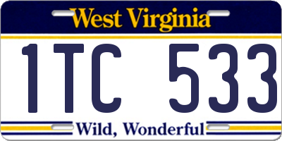 WV license plate 1TC533