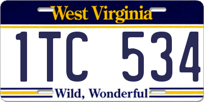 WV license plate 1TC534