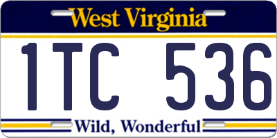 WV license plate 1TC536