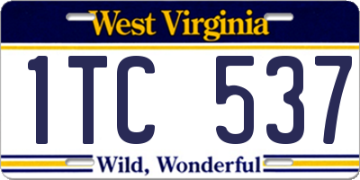 WV license plate 1TC537