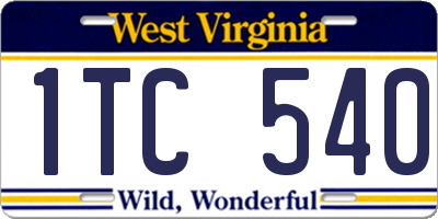 WV license plate 1TC540