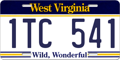 WV license plate 1TC541