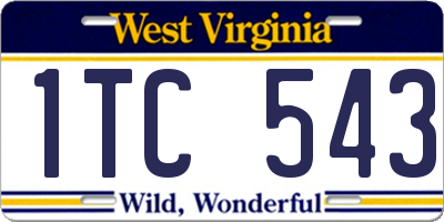 WV license plate 1TC543