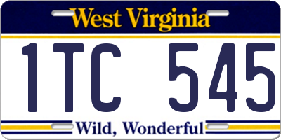 WV license plate 1TC545