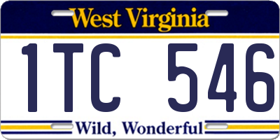 WV license plate 1TC546