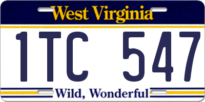 WV license plate 1TC547