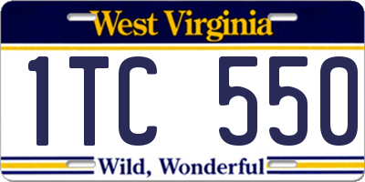 WV license plate 1TC550