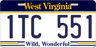 WV license plate 1TC551