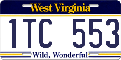 WV license plate 1TC553
