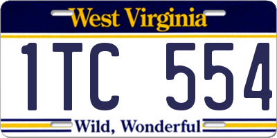 WV license plate 1TC554