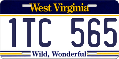 WV license plate 1TC565