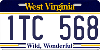 WV license plate 1TC568
