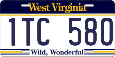 WV license plate 1TC580
