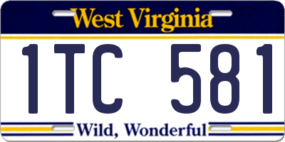 WV license plate 1TC581