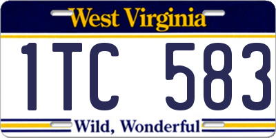 WV license plate 1TC583