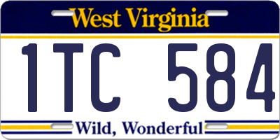 WV license plate 1TC584